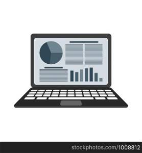 laptop with charts on the working screen, vector. laptop with charts on the working screen