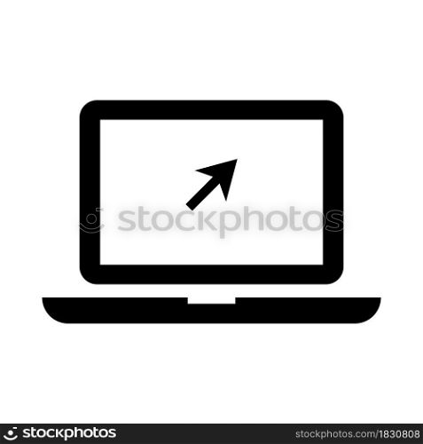 Laptop with cursor icon on white backdrop. Pointer arrow symbol. Computer mouse click. Vector illustration. Stock image. EPS 10.. Laptop with cursor icon on white backdrop. Pointer arrow symbol. Computer mouse click. Vector illustration. Stock image.