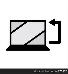Laptop with curved arrow. Computer technology. Modern art. Simple design. Cartoon style. Vector illustration. Stock image. EPS 10.. Laptop with curved arrow. Computer technology. Modern art. Simple design. Cartoon style. Vector illustration. Stock image.