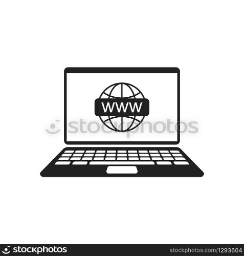 laptop with internet connection vector icon, isolated illustration. Technology design illustration. laptop with internet connection vector icon, isolated illustration. Technology design