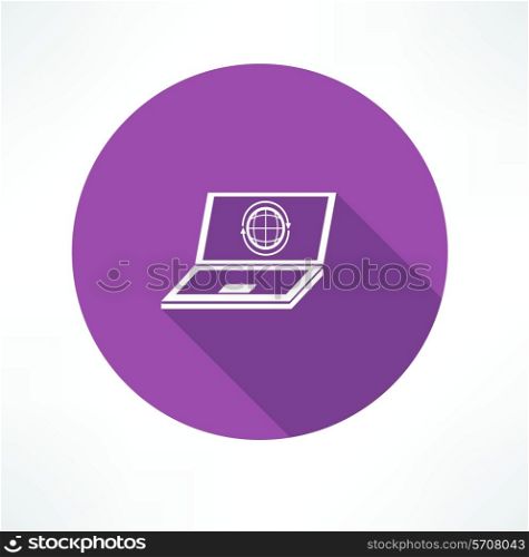 laptop with internet icon Flat modern style vector illustration