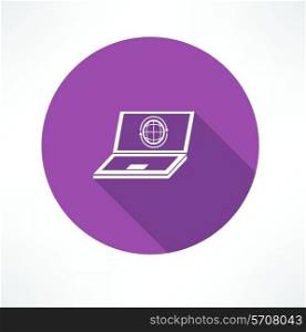 laptop with internet icon Flat modern style vector illustration
