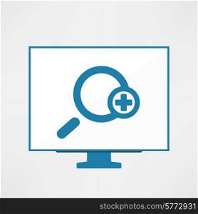 Laptop with magnifying glass icon