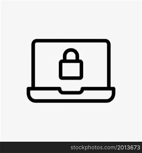 laptop with padlock icon outline style