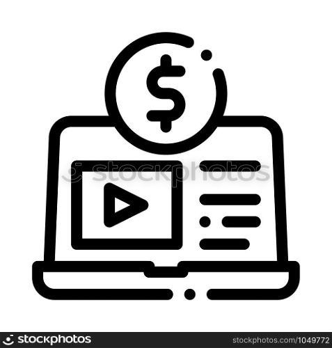Laptop with Player Betting And Gambling Icon Vector Thin Line. Contour Illustration. Laptop with Player Betting And Gambling Icon Vector Illustration