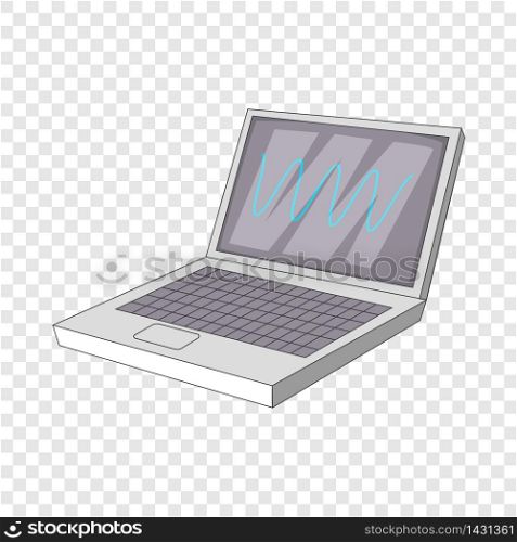 laptop with sound waves icon. Cartoon illustration of laptop with sound waves vector icon for web design. laptop with sound waves icon, cartoon style