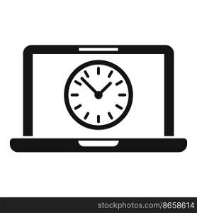 Laptop work hours icon simple vector. Office time. Home balance. Laptop work hours icon simple vector. Office time