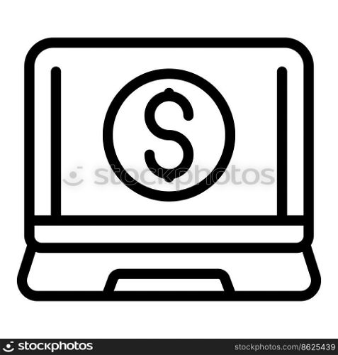 Laptop work icon outline vector. Money income. Freelance job. Laptop work icon outline vector. Money income