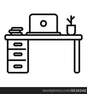 Laptop workspace icon outline vector. Office work. Chair position. Laptop workspace icon outline vector. Office work