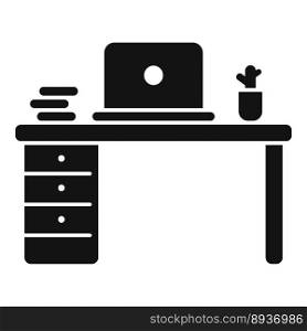 Laptop workspace icon simple vector. Office work. Chair position. Laptop workspace icon simple vector. Office work