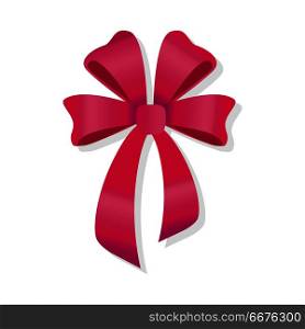 laret-Colored Bow Isolated. Vinaceous Bowknot.. laret-colored bow isolated on white. Pussy bright vinaceous bowknot. Double gift knot of ribbon in flat style design. Overwhelming bow decorative element. Vector cartoon illustration. Classical bow