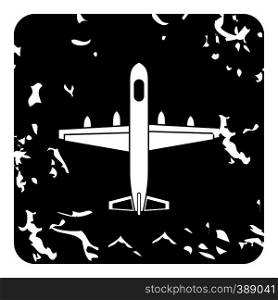 Large aircraft with missiles icon. Grunge illustration of plane vector icon for web design. Large aircraft with missiles icon, grunge style