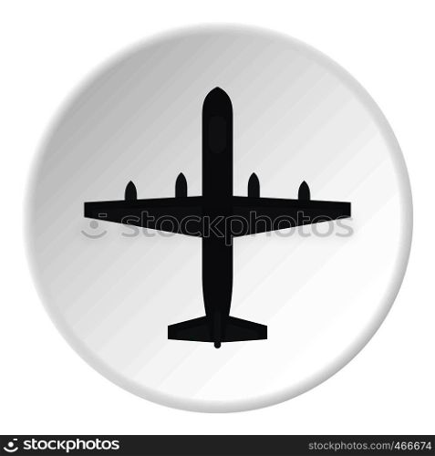 Large aircraft with missiles icon in flat circle isolated on white background vector illustration for web. Large aircraft with missiles icon circle
