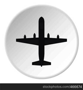 Large aircraft with missiles icon in flat circle isolated on white background vector illustration for web. Large aircraft with missiles icon circle