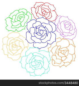 Large bouquet of roses. vector