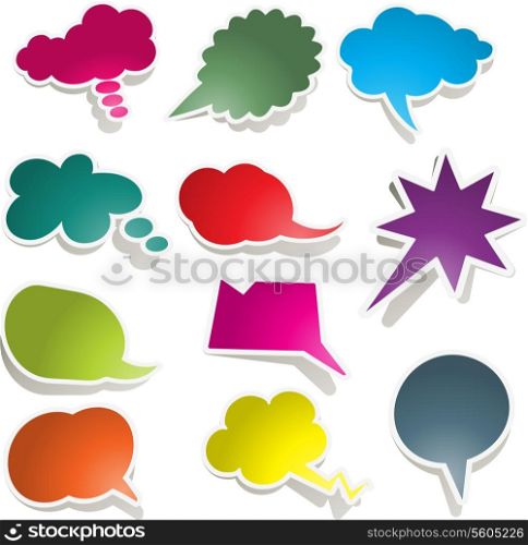 Large collection of brightly coloured speech bubbles