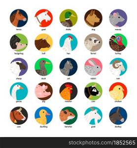 Large collection of different avatars with farm animals