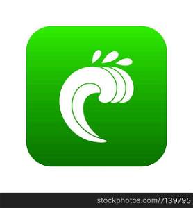 Large curling wave icon digital green for any design isolated on white vector illustration. Large curling wave icon digital green