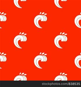 Large curling wave pattern repeat seamless in orange color for any design. Vector geometric illustration. Large curling wave pattern seamless