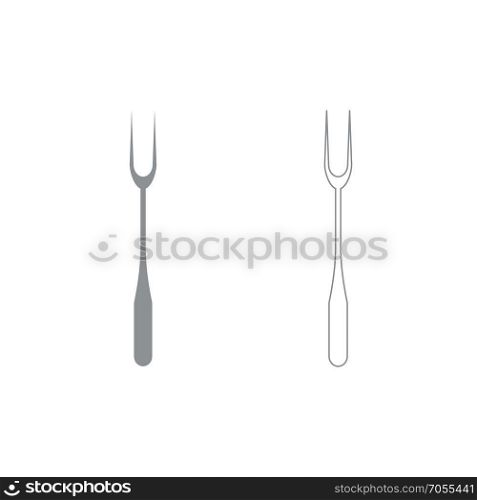 Large Fork grey set icon .