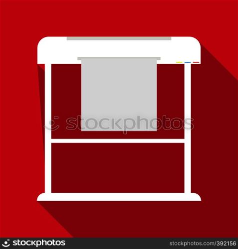 Large format printer icon. Flat illustration of large format printer vector icon for web isolated on baby blue background. Large format printer icon, flat style