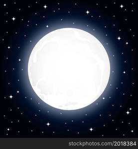 Large full moon and starry sky at night