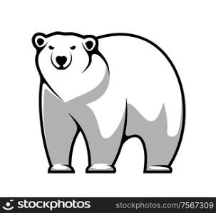 Large grey and white cartoon polar bear isolated on white for mascot or tattoo design