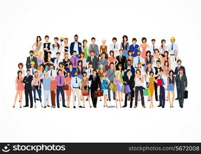 Large group crowd of people adult professionals poster vector illustration