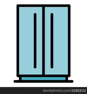 Large home refrigerator icon. Outline large home refrigerator vector icon color flat isolated. Large home refrigerator icon color outline vector