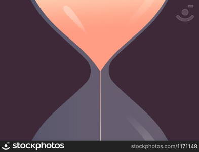 Large hourglass against a dark background. The metaphor of the beginning of the countdown. Time management, deadline. Vector illustration