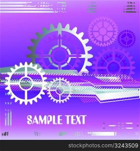 large industrial gears set futuristic background with copy space, vector illustration
