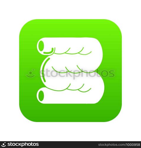 Large intestine icon green vector isolated on white background. Large intestine icon green vector
