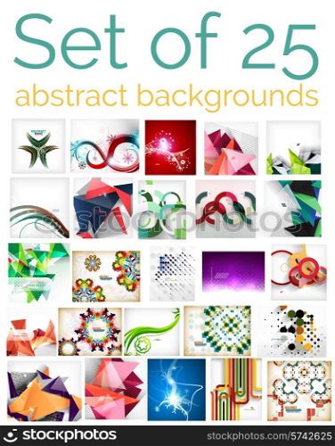 Large mega set of 25 abstract backgrounds, sale. Abstract waves, geometric shapes, Christmas and other