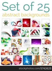 Large mega set of 25 abstract backgrounds, sale. Abstract waves, geometric shapes, Christmas and other