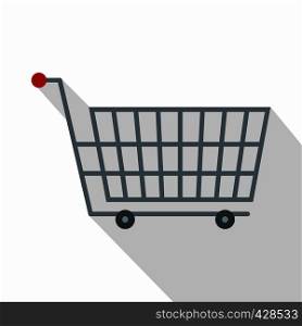 Large metal shopping trolley icon. Flat illustration of large metal shopping trolley vector icon for web isolated on white background. Large metal shopping trolley icon, flat style