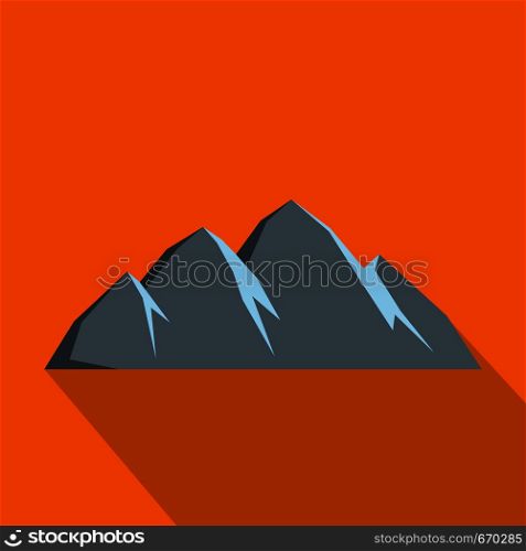 Large mountain icon. Flat illustration of large mountain vector icon for web. Large mountain icon, flat style.