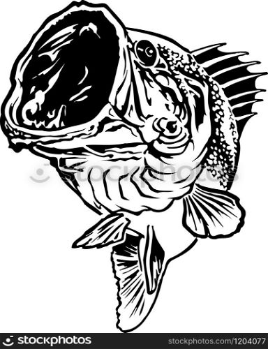 Large Mouth Bass Jumping Vector Illustration