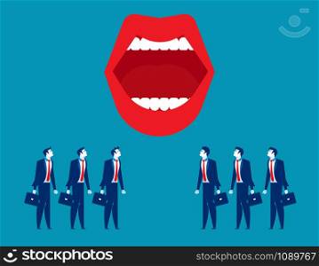 Large mouth. Business people and mouth. Concept business vector illustration.