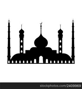 Large Muslim mosque, a place of worship to Allah, vector icon silhouette of the mosque sign of Islam