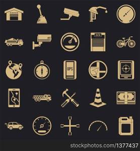 Large parking icons set. Simple set of 25 large parking vector icons for web for any design. Large parking icons set, simple style