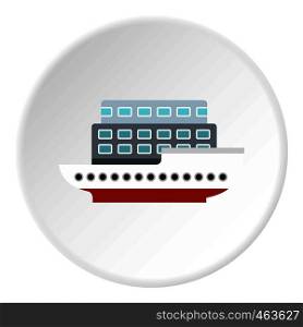 Large passenger ship icon in flat circle isolated vector illustration for web. Large passenger ship icon circle