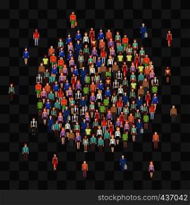 Large people crowd in circle shape. Society, people community isolated on transparent background. Vector illustration. Large people crowd in circle shape. Society, people community isolated on transparent background