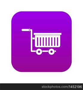 Large plastic supermarket cart icon digital purple for any design isolated on white vector illustration. Large plastic supermarket cart icon digital purple