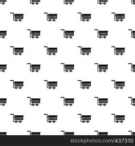 Large plastic supermarket cart pattern seamless in simple style vector illustration. Large plastic supermarket cart pattern vector