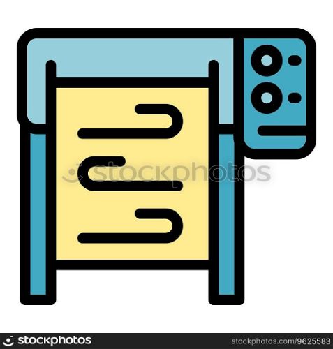 Large printing icon outline vector. Plotter machine. Format copy color flat. Large printing icon vector flat