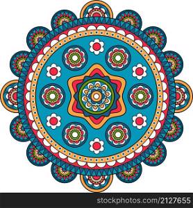 Large round floral pattern bohemian mandala indian flower motif isolated. Large round floral pattern bohemian mandala indian flower motif