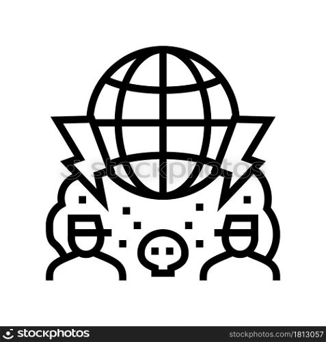 large scale conflict and wars social problem line icon vector. large scale conflict and wars social problem sign. isolated contour symbol black illustration. large scale conflict and wars social problem line icon vector illustration
