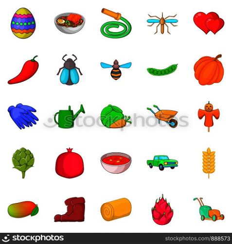 Large scale farming icons set. Cartoon set of 25 large scale farming vector icons for web isolated on white background. Large scale farming icons set, cartoon style