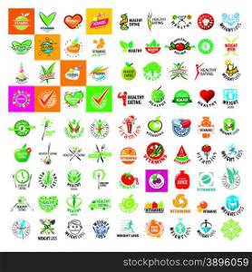 large set of vector logo of a healthy lifestyle
