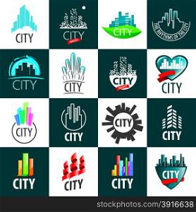 large set of vector logos city